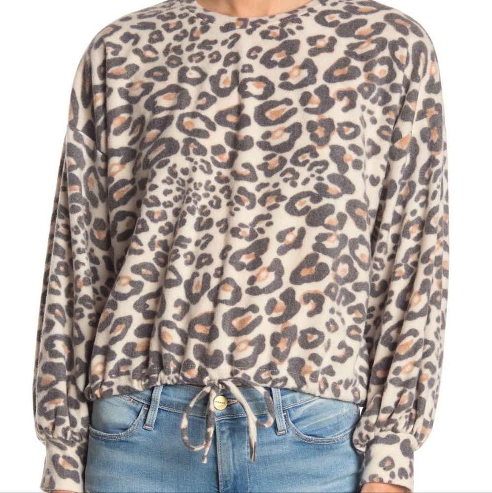 Brushed Fleece Tie-Hem Sweater